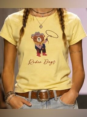 Originality Rodeo Days Cowboy Bear Graphic Cotton T-Shirt Size L NWT